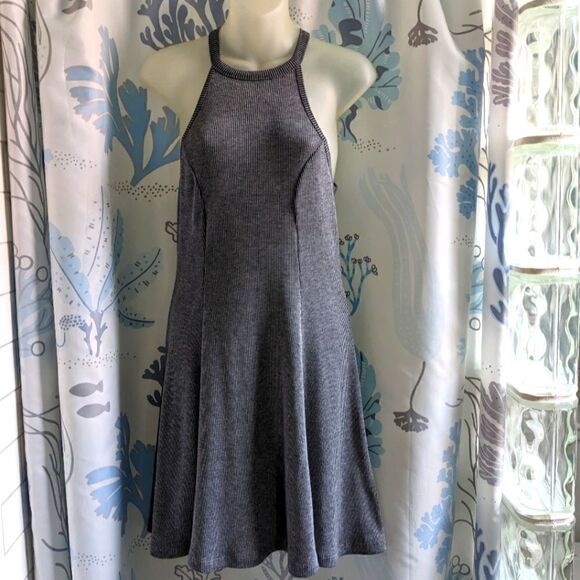 Hollister Dresses & Skirts - Hollister Ribbed Grey Racerback Fit and Flare Skater Tank Dress Sz M